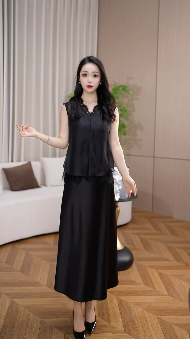 蕾丝玫瑰DYD7005 夏季新款两件套显高显瘦气质轻奢连衣裙套装