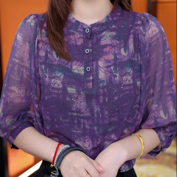 2025新款顾盼生辉高级圆领气质小衫套头衬衫洋气衣服时髦上衣打底