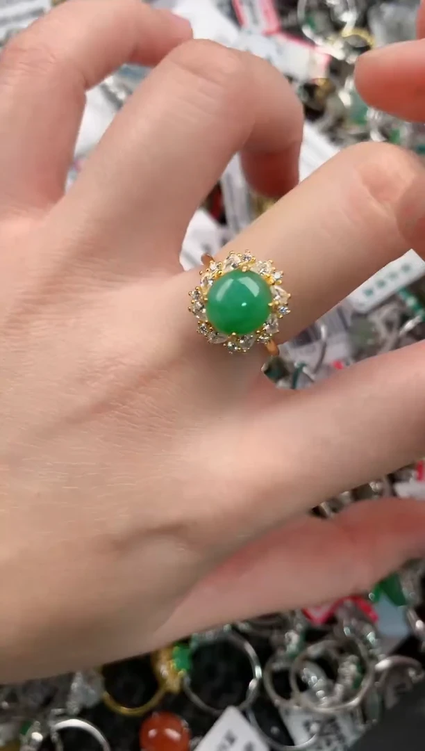 银S925镶嵌戒指翡翠111--6