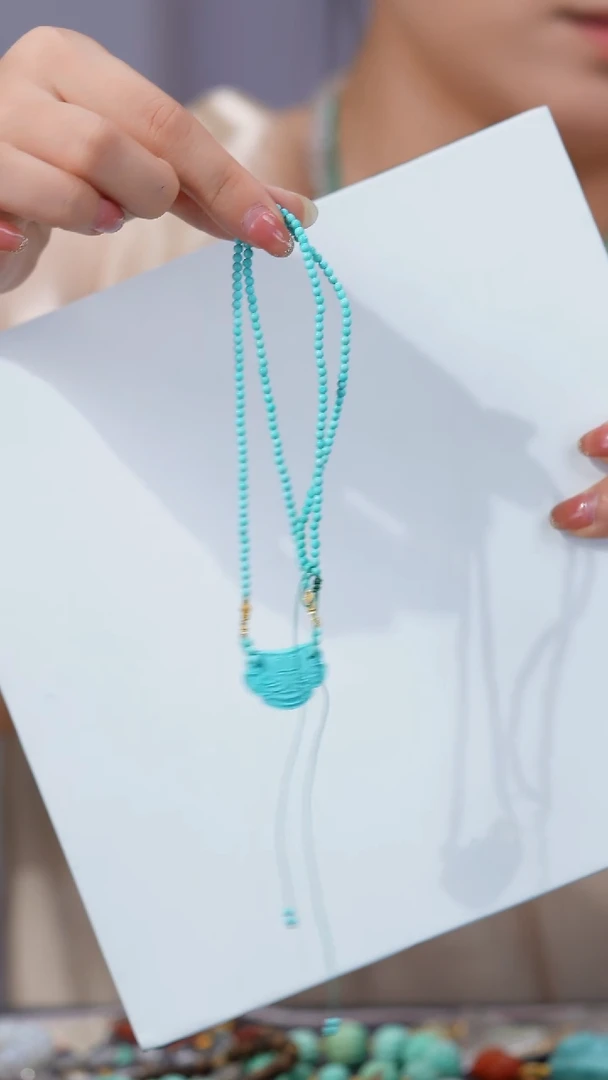 绿松石18K金镶嵌项链1