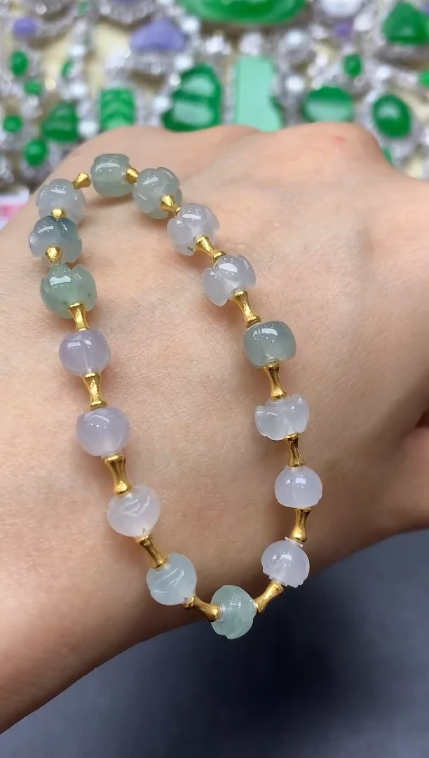 18K金镶嵌手链翡翠148-中国好珍宝