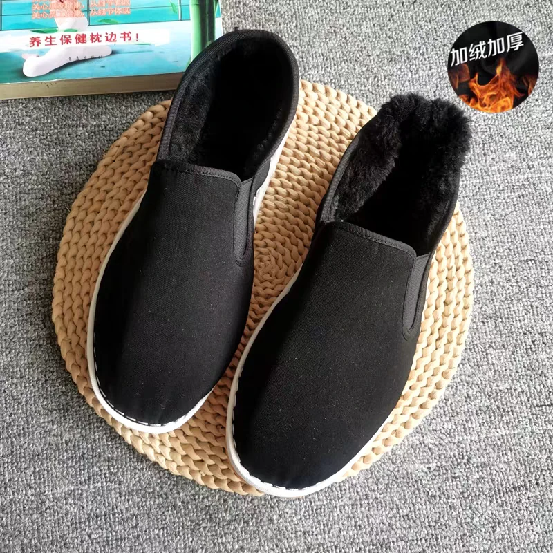 一脚蹬加厚男士冬季防滑软底休闲保暖布鞋父亲鞋牛筋加绒2025棉鞋