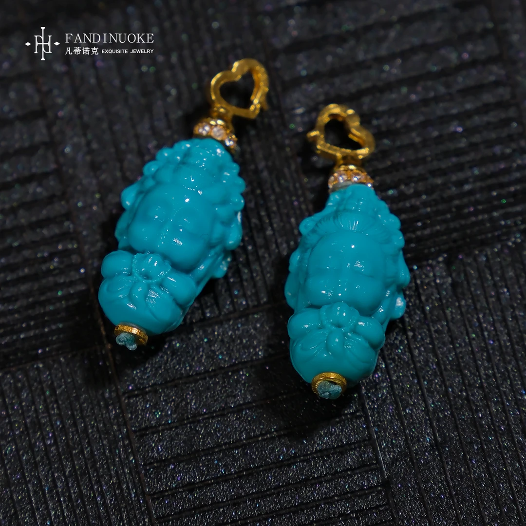 L【加加专属】21 MJ94046-绿松石观音吊坠多样性发一件-约18*10*8mm