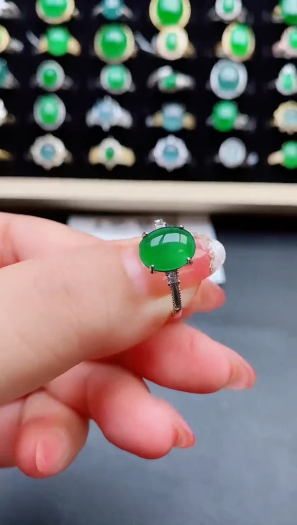 【闪购商品】翡翠戒指银S925镶嵌085800