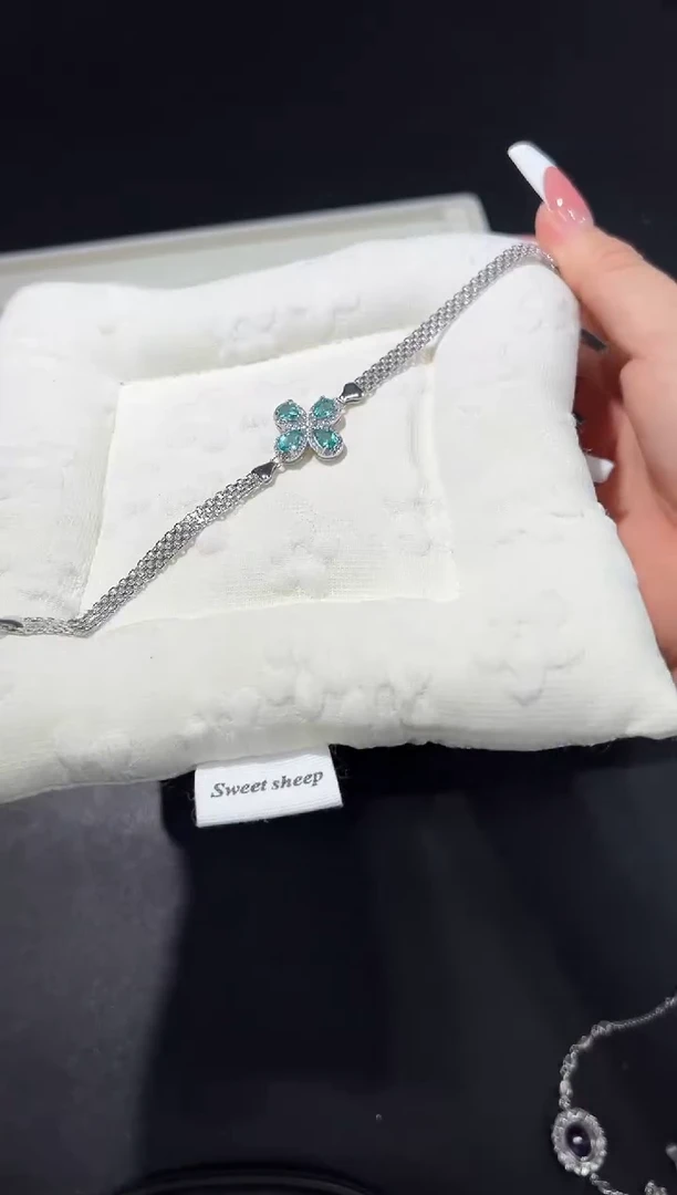 银S925镶嵌磷灰石手链62d多样性发其一【1条】