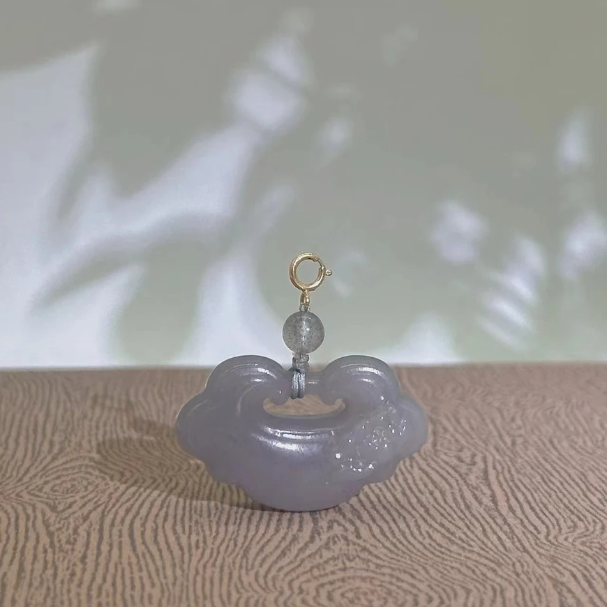 【木木琳专属】云雨间|和田玉18K金万能扣烟紫如意吊坠H640ZC1286E