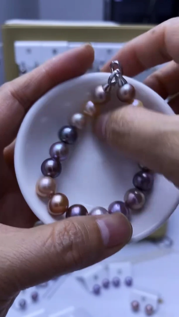 银S925镶嵌手串淡水珍珠混彩4