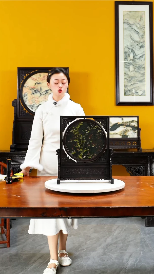 石材天然石画摆件玄关中堂条几