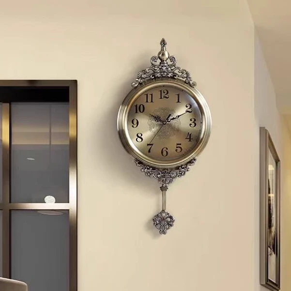 新中式青铜挂钟轻奢复古客厅家用钟表挂钟静音卧室豪华美式欧式