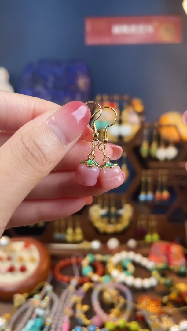 玛瑙/玉髓耳坠银S925镀金镶嵌114号耳钩