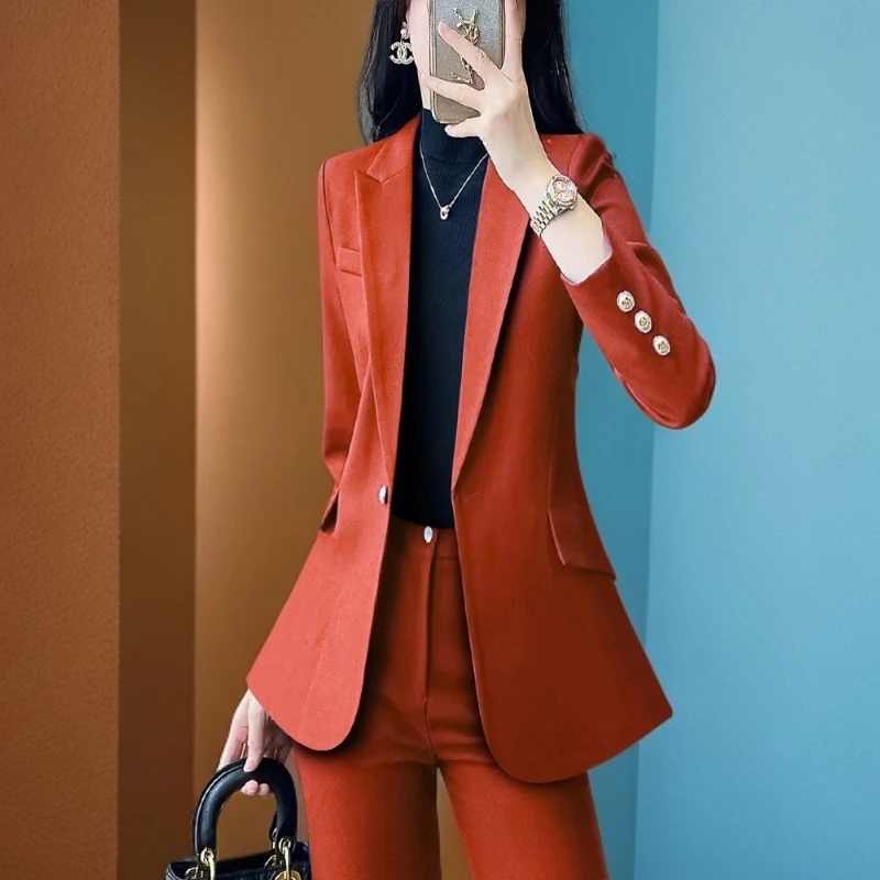 西装外套女2025新款橘色高级感商务通勤正装气场强大轻奢西服洋气