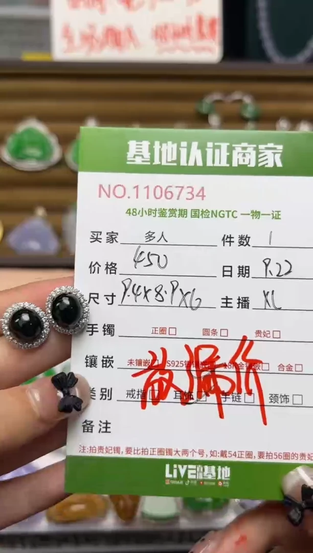 银S925镶嵌翡翠耳饰多人