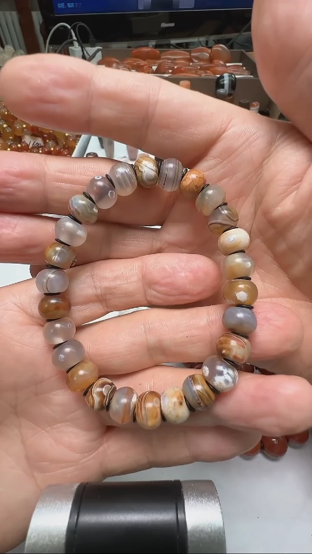 玛瑙/玉髓手串未镶嵌玛瑙算盘珠手串10mm