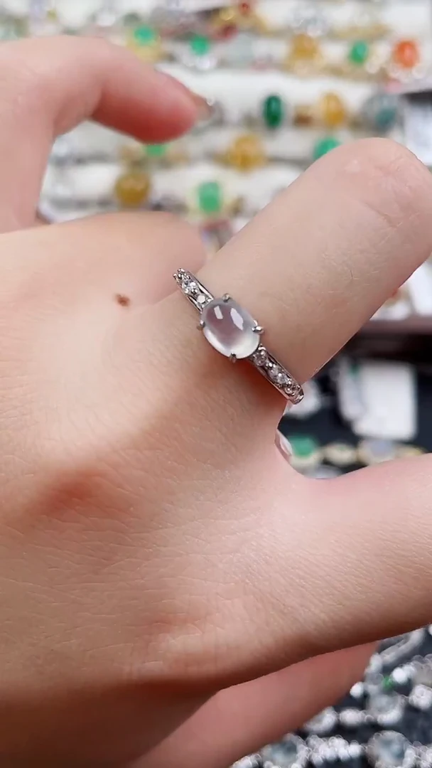 银S925镶嵌戒指翡翠60