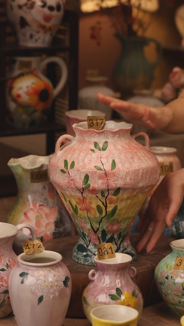 陶瓷317景德镇设计师手作花器摆件侘寂风