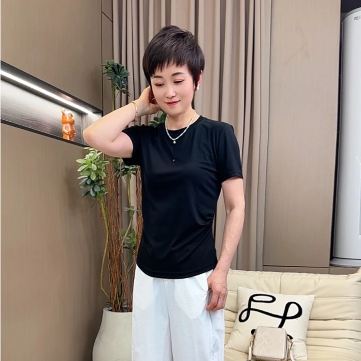 妮子严选夏季百搭洋气纯色简单T恤9118