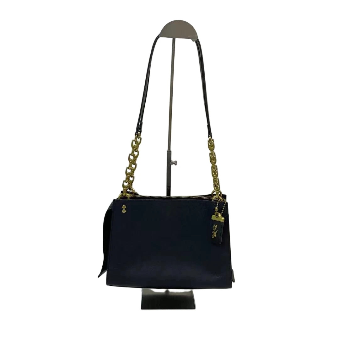 95新 COACH/蔻驰 黑色全皮单肩斜挎链条包 AF-11004-B