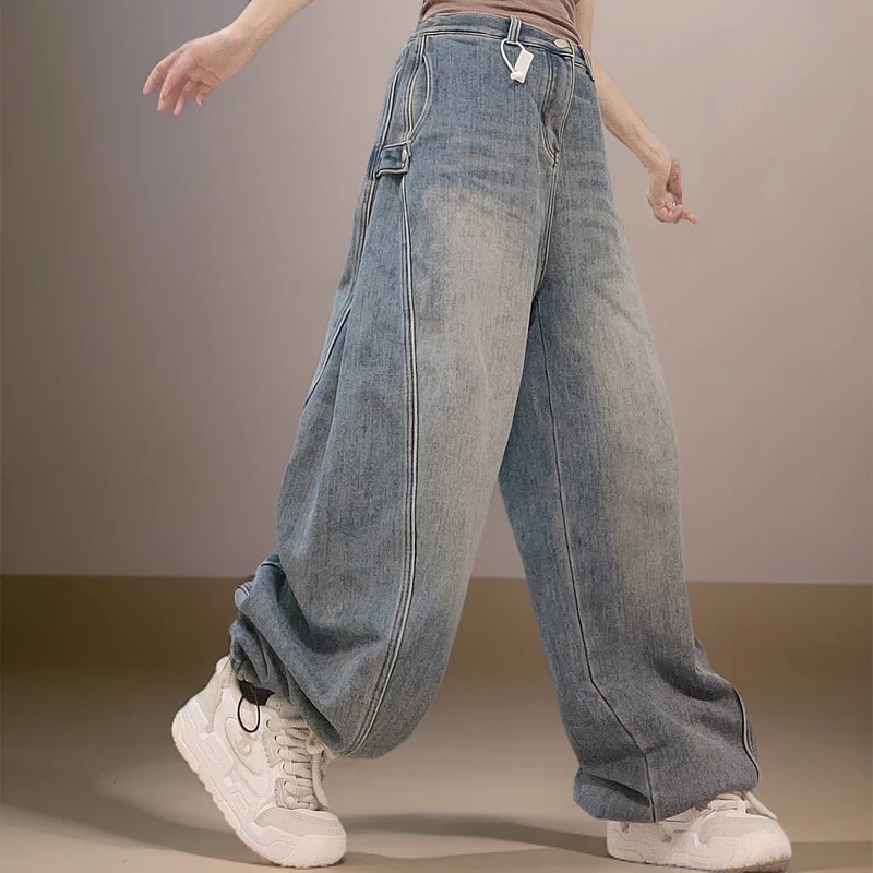 设计师款大弯刀(臀围可调节)底抽绳牛仔裤