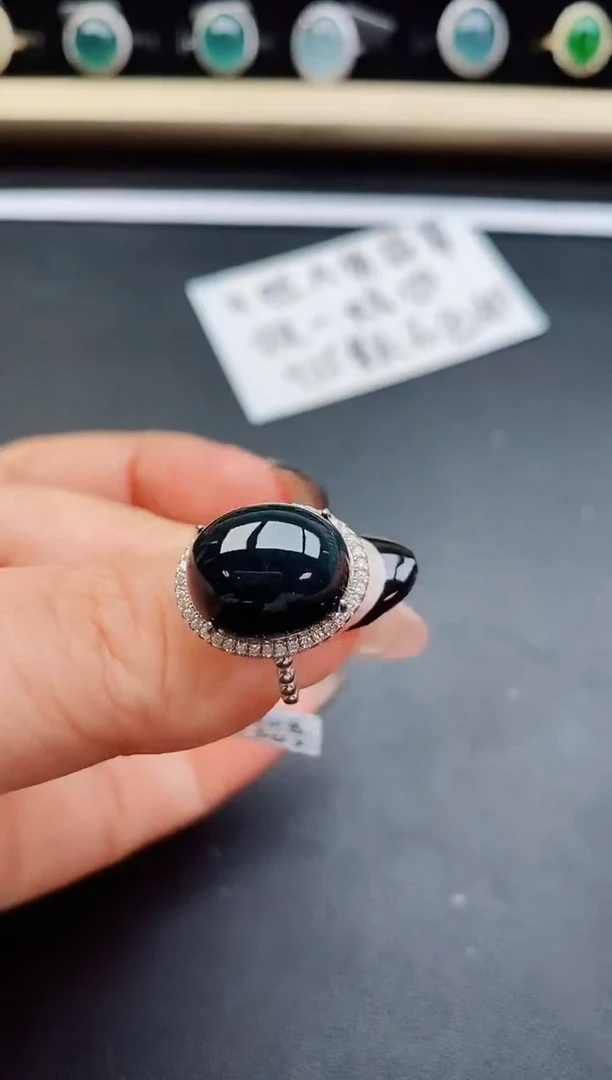 翡翠戒指银S925镶嵌058500