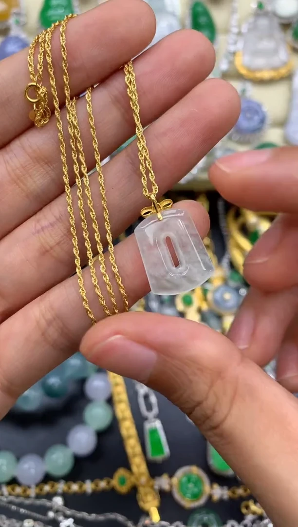 翡翠18K金镶嵌颈饰244-中国好珍宝