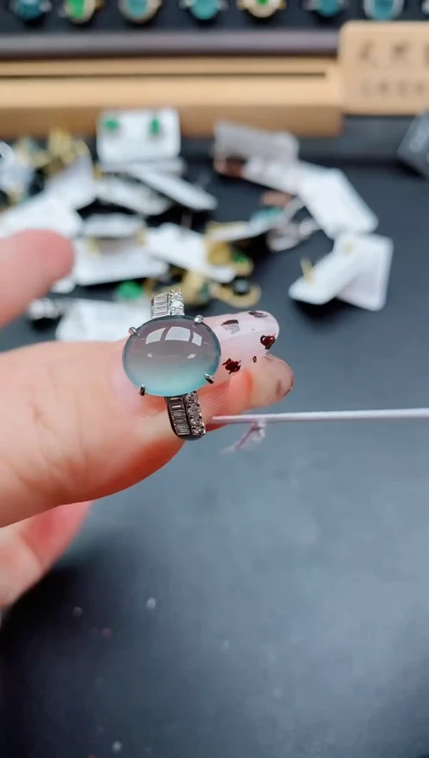 银S925镶嵌戒指翡翠1