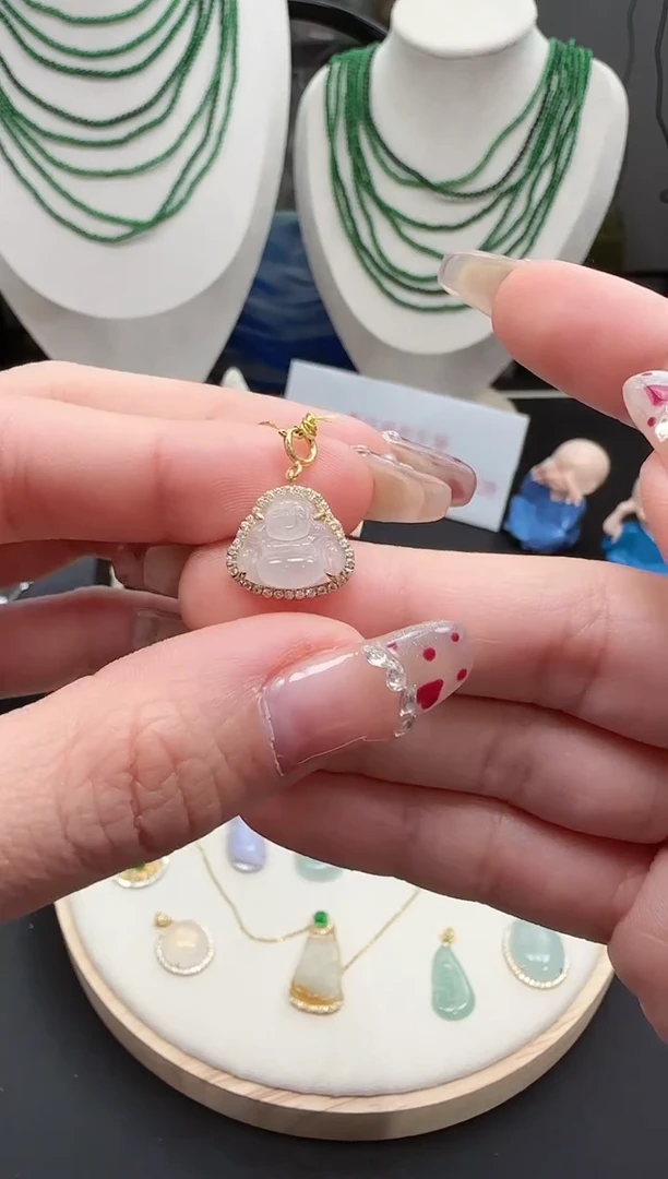 【闪购商品】翡翠毛衣链18K金镶嵌32321456789