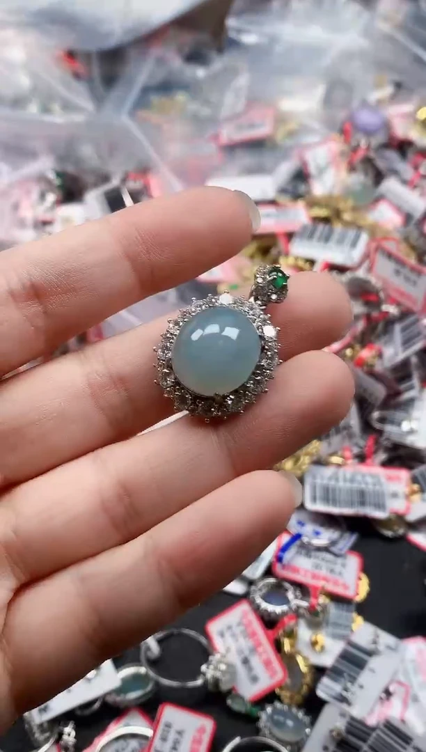 银S925镶嵌戒指翡翠天然A货缅甸翡翠