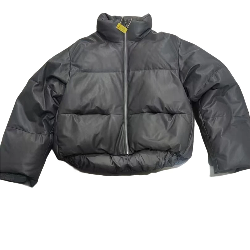 立领两色真皮短款面包服夹克外套23276