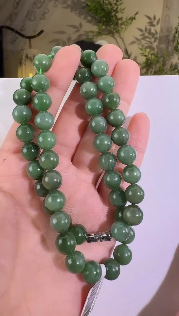 和田玉未镶嵌颈饰碧玉项链 卡8mm