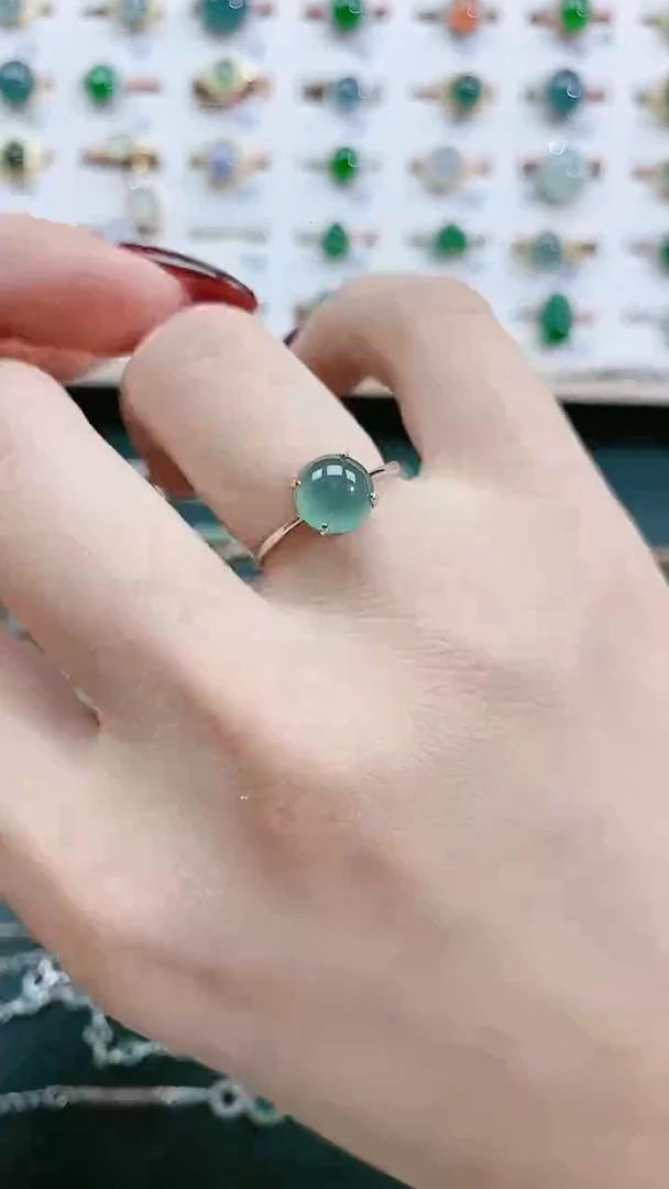 银S925镶嵌戒指翡翠天然翡翠