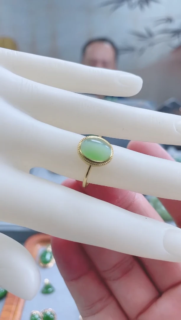 银S925镀金镶嵌戒指和田玉 银S925镀金镶嵌 戒指 和田玉