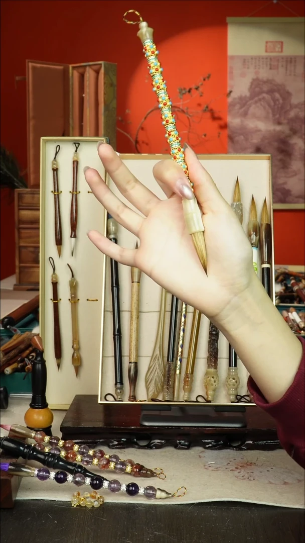 124号闪孤品高货毛笔链接 清水试笔 蘸墨不退