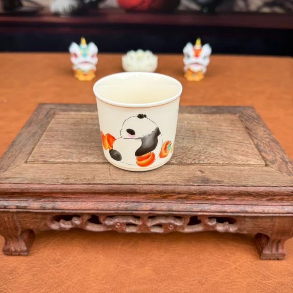 豆黄熊猫-平安福贵好事发生茶杯 6044