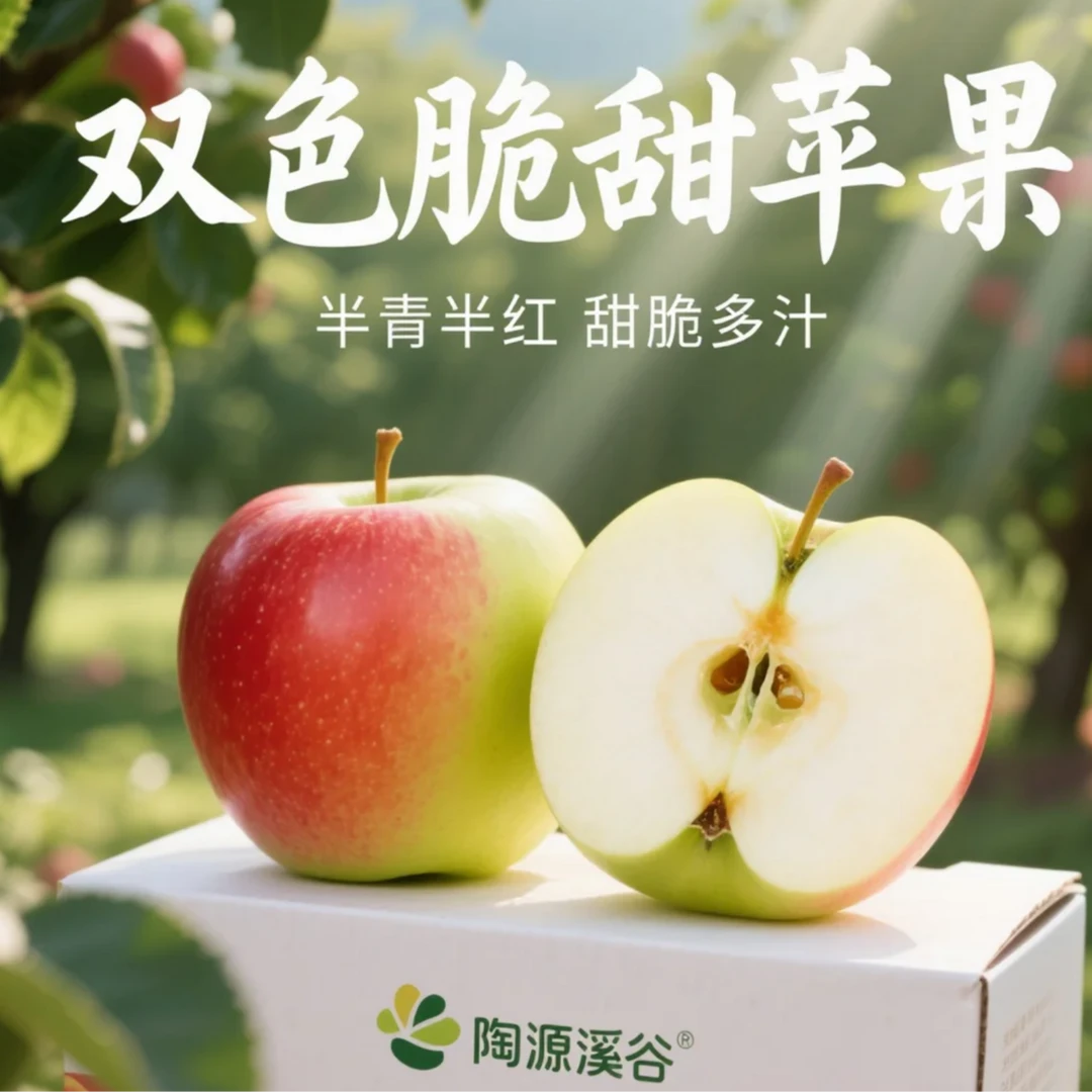 【陶源溪谷】双色脆甜苹果 |半青半红|一口脆甜，初恋般惊喜|2000g