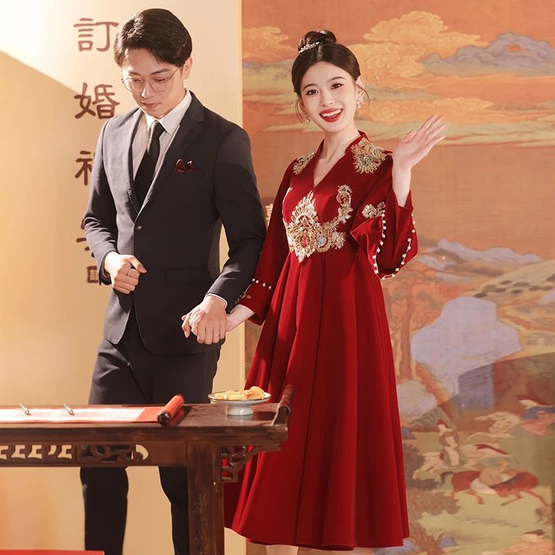 孕妇敬酒服女新娘高腰遮肚中式日常结婚出阁宴礼服大码胖mm秀禾服