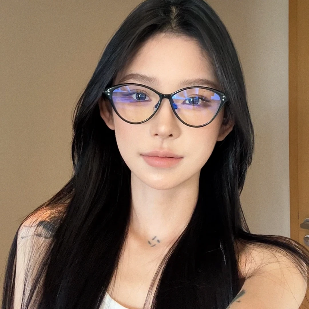 韩版黑框猫眼眼镜女近视可配度数高品质眼镜框镜架高级感素颜神器