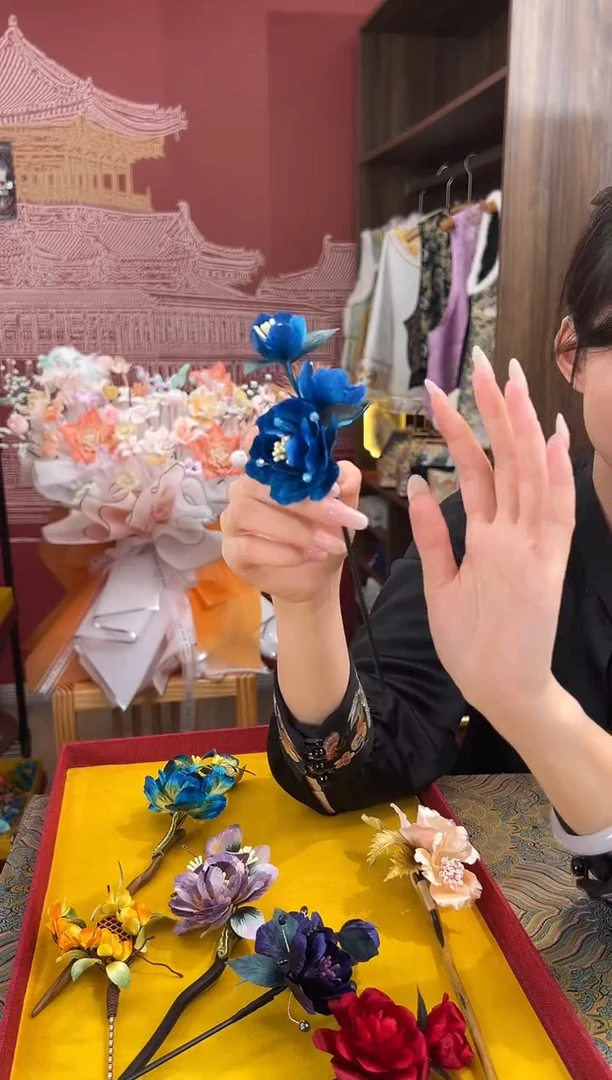 【闪购商品】刺绣非遗绒花（发饰）