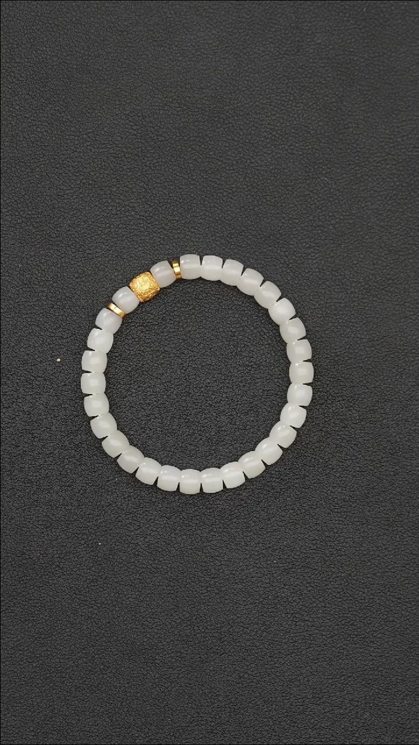 银S925镶嵌手串和田玉MZY014白玉直切手串