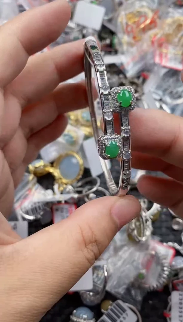 银S925镶嵌戒指翡翠1515   1