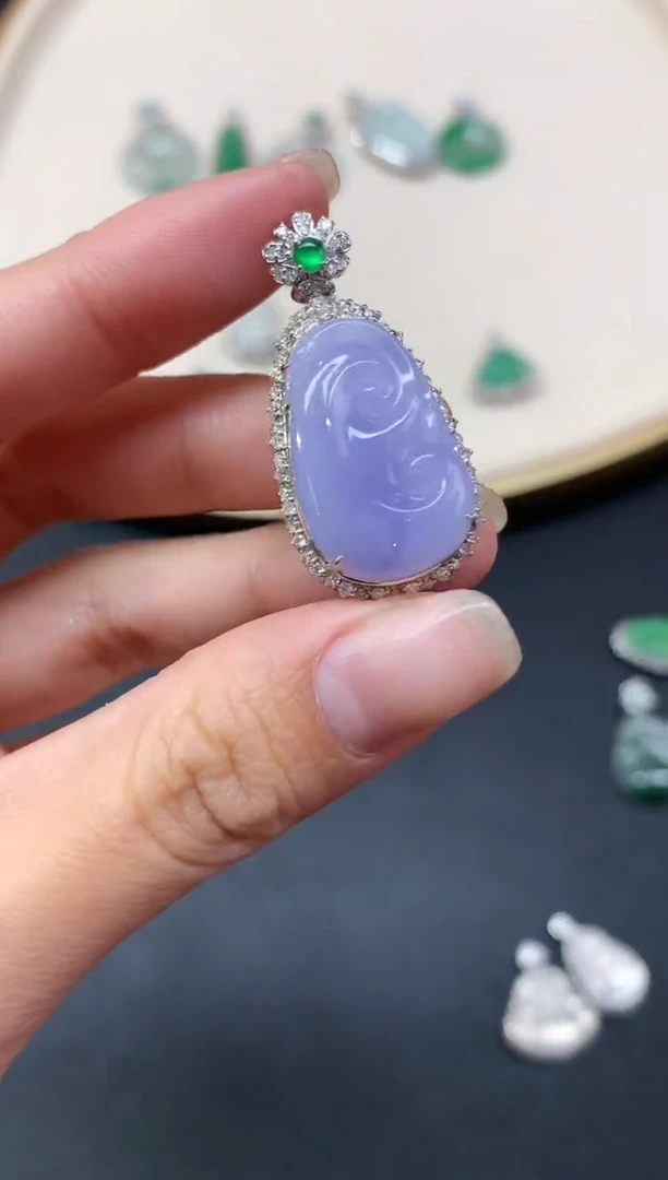 【闪购商品】翡翠吊坠(不含链)18K金镶嵌吊坠A360|15800