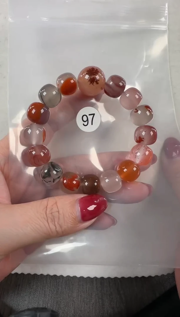 未镶嵌手串南红玛瑙原矿无优化无胶裂单圈多宝12+