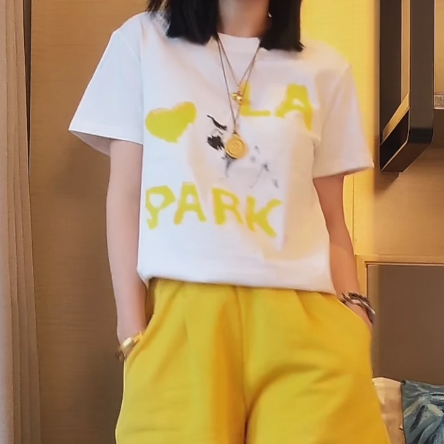 设计感狗狗爱心字母圆领短袖T恤2025夏季新款白色百搭上衣半袖