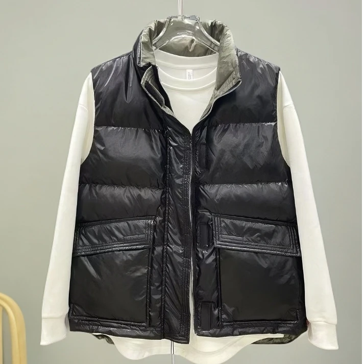 马甲男士黑色秋冬保暖背心秋冬季时尚加厚百搭潮马夹立领冬款轻薄