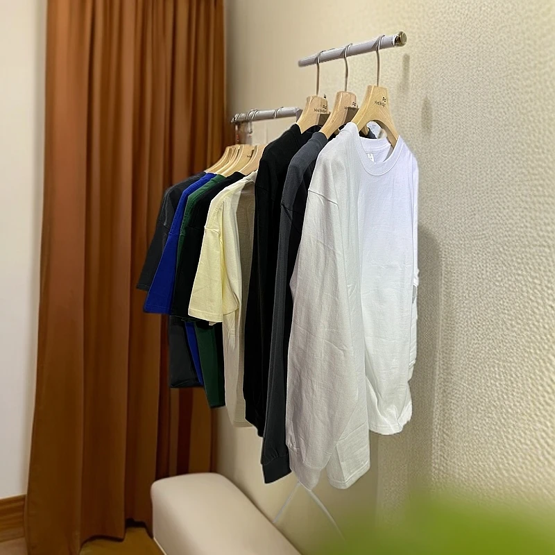 新疆纯棉长袖男女同款300G重磅T恤厚实不透外穿宽松落肩款打底衫