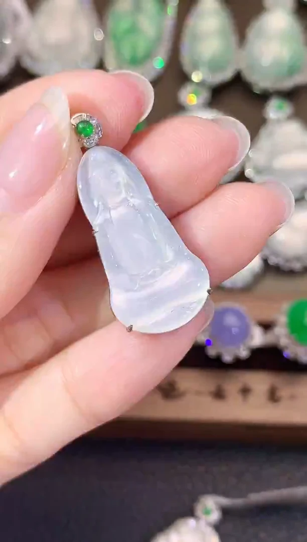 吊坠(不含链)18K金镶嵌翡翠D12