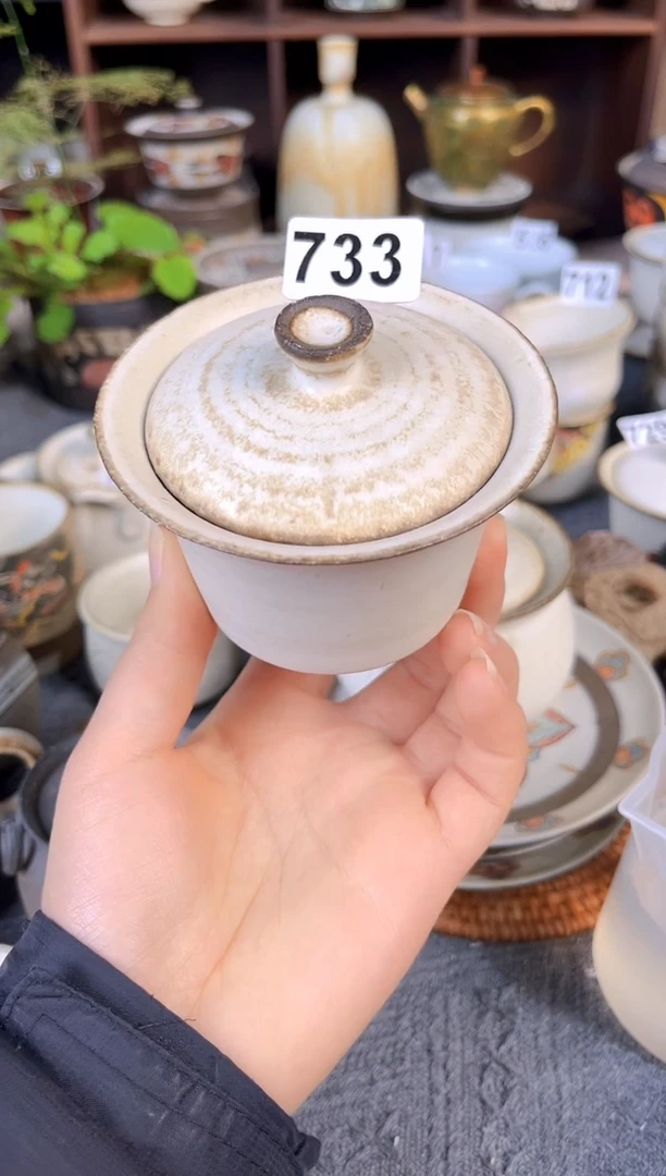 【闪购商品】陶八工微瑕粉引两才盖碗