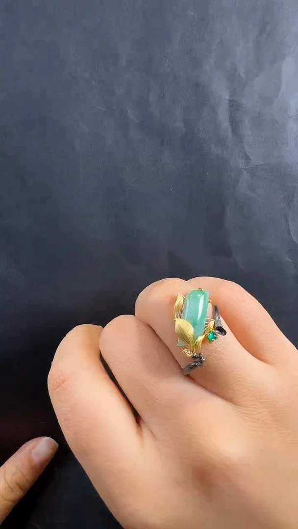 银S925镶嵌戒指翡翠戒指