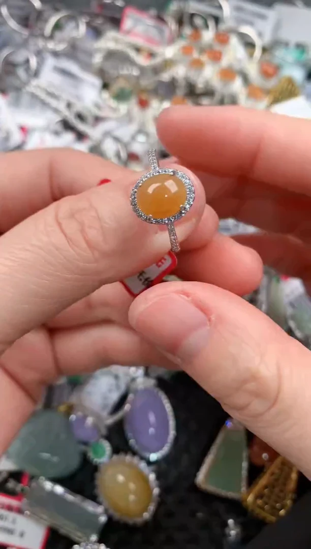 银S925镶嵌戒指翡翠888--6