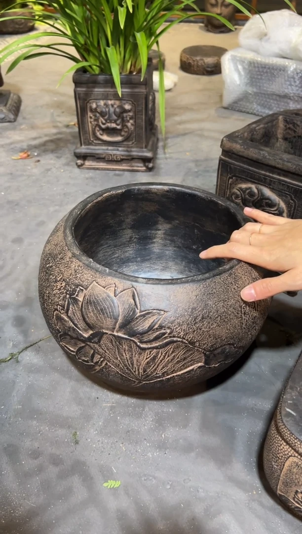 陶土【火山泥】荷缘缸