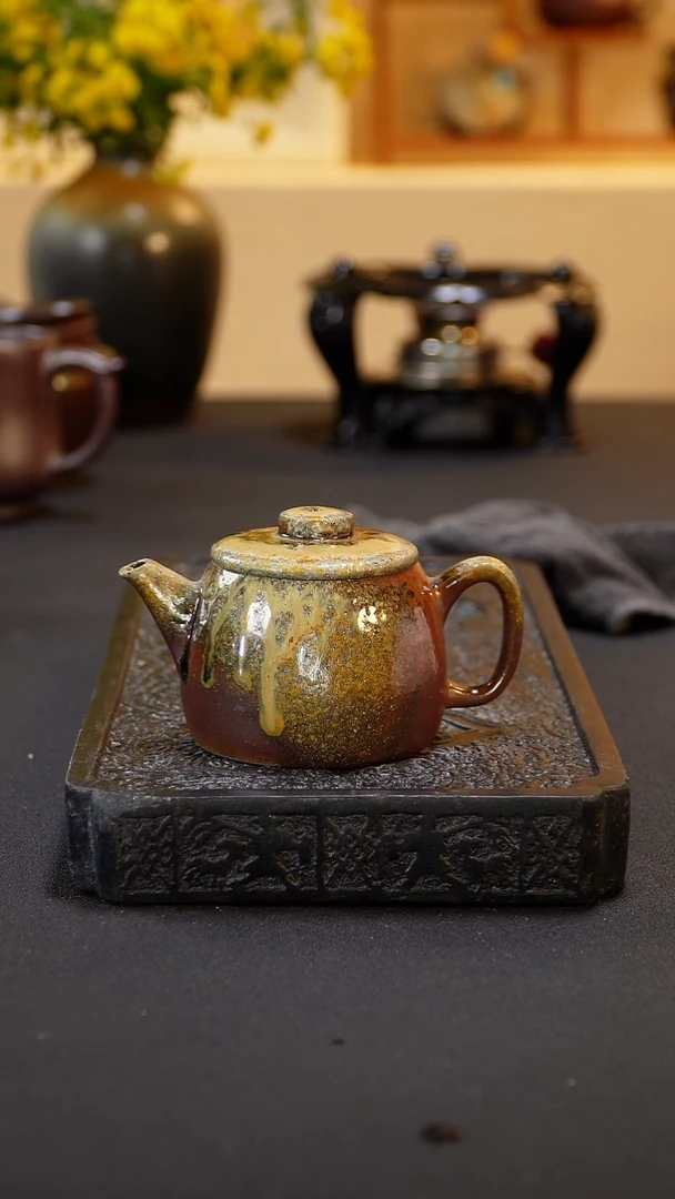 茶壶紫砂纯自然柴烧